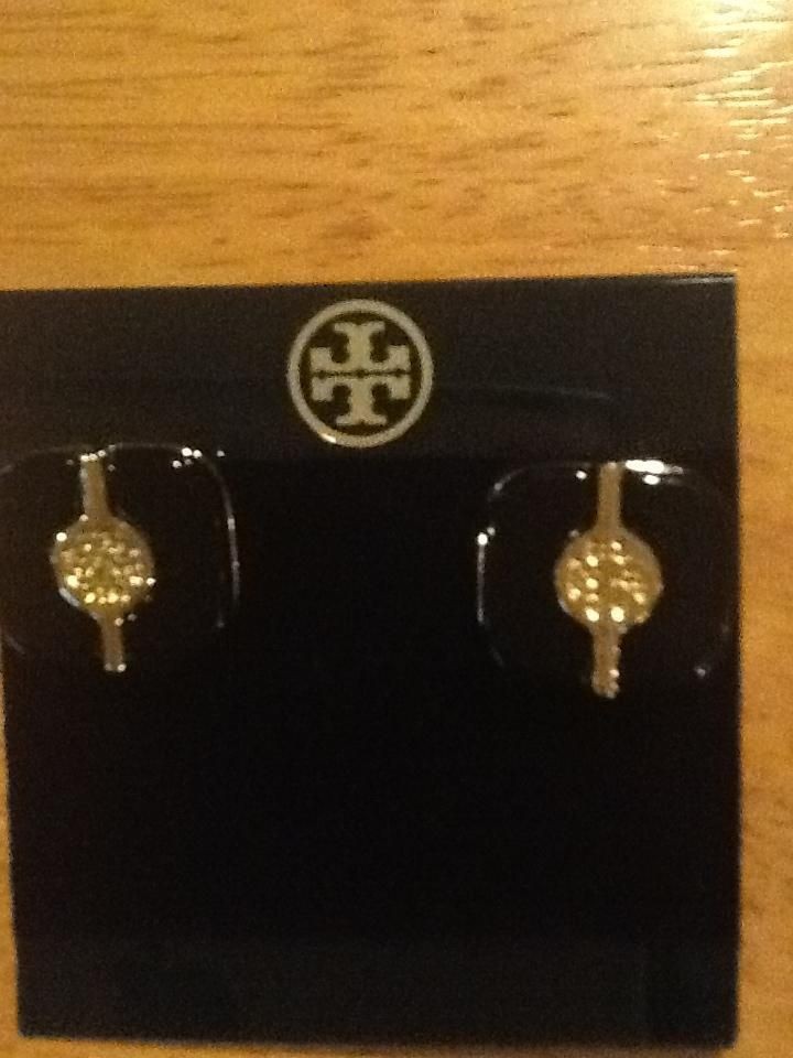 NEW TORY BURCH REVA LOGO SPLIT PLATE EARRINGS CLIP BLACK SALE