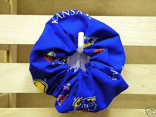 UNIVERSITY OF KANSAS JAYHAWKS BLUE 100% COTTON FABRIC SCRUNCHIE