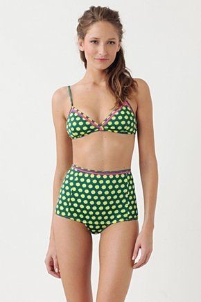 NWT NANETTE LEPORE Pop Of Dots Triangle Bra & High Waist Bottom 