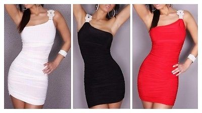 Colors One Size One Shoulder Ladies Tight Clubwear Bodycon Party 