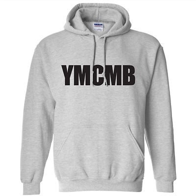 YMCMB HOODIE YOUNG MONEY LIL WEEZY WAYNE SHIRT GRAY W/BLACK LETTERING 