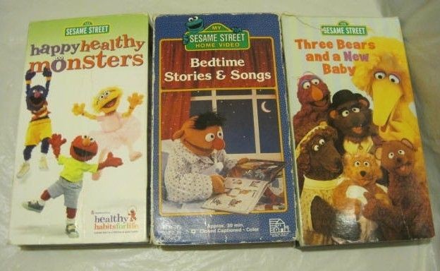   of 3~Sesame Street videos~Happy Healthy Bedtime New Baby~VHS~LBDDV​E