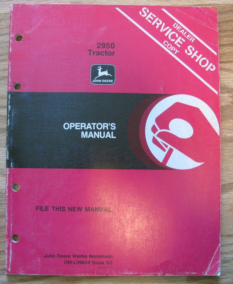 John Deere 2950 Tractor Operators Owners Users Manual jd OML39652