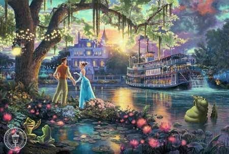   and the Frog 12X18 P/P BURL Framed Thomas Kinkade Disney Canvas COA