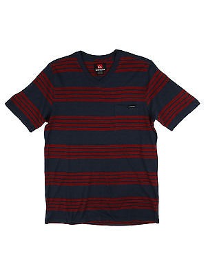 Quiksilver Clothing Mens Kinser Striped V Neck T Shirt   Vintage Blue 