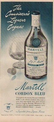 1952 Martell Cordon Bleu Cognac Brandy Bottle France Vintage 50s 