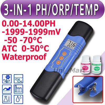 in 1 Waterproof pH / ORP / Temperature Meter Water Tester Oxidation 