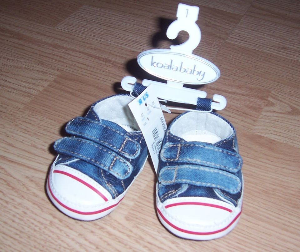 Koala Baby Boy Blue w/ Red Detail Athletic Gym Crib Soft Sole Shoes 