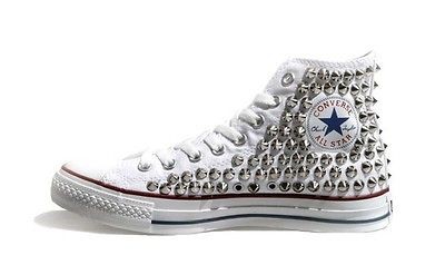 Original AllStar Chuck Taylor high top studded Silver Spike White USW7 