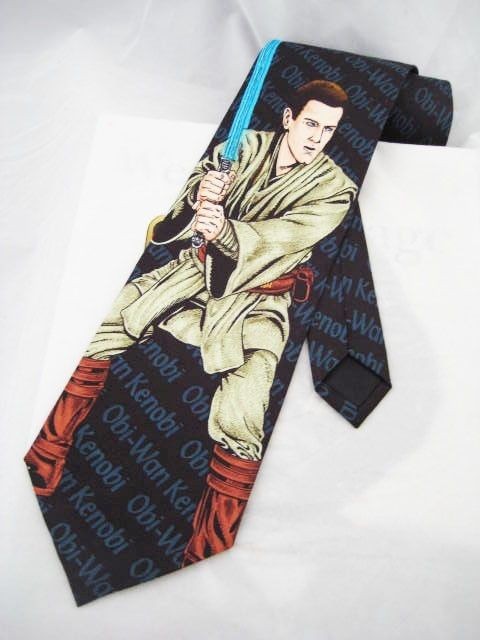 NEW STAR WARS NECKTIE OBI WAN KANOBI LIGHTSABER BROWN BLACK BLUE RED 