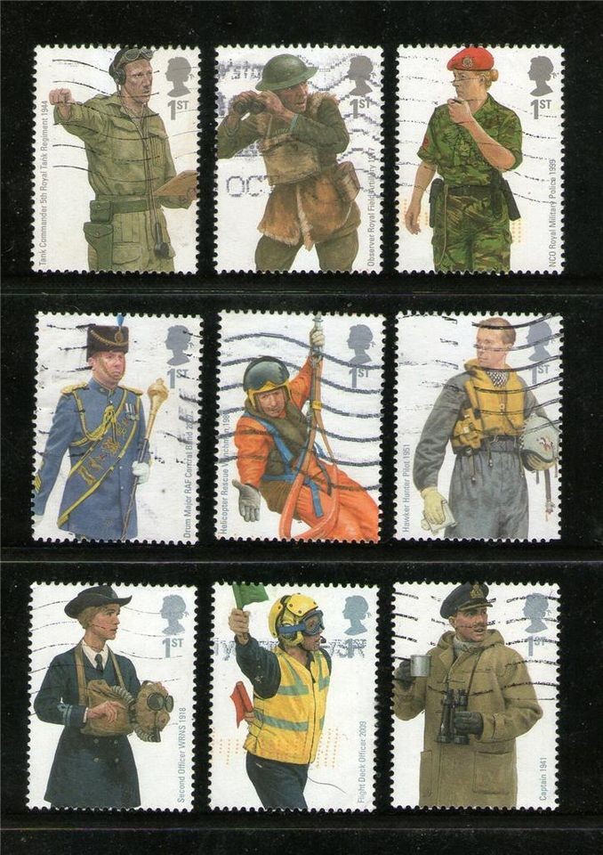 Great Britain   #1057 Military Uniforms x 9   2007 2009 VFU