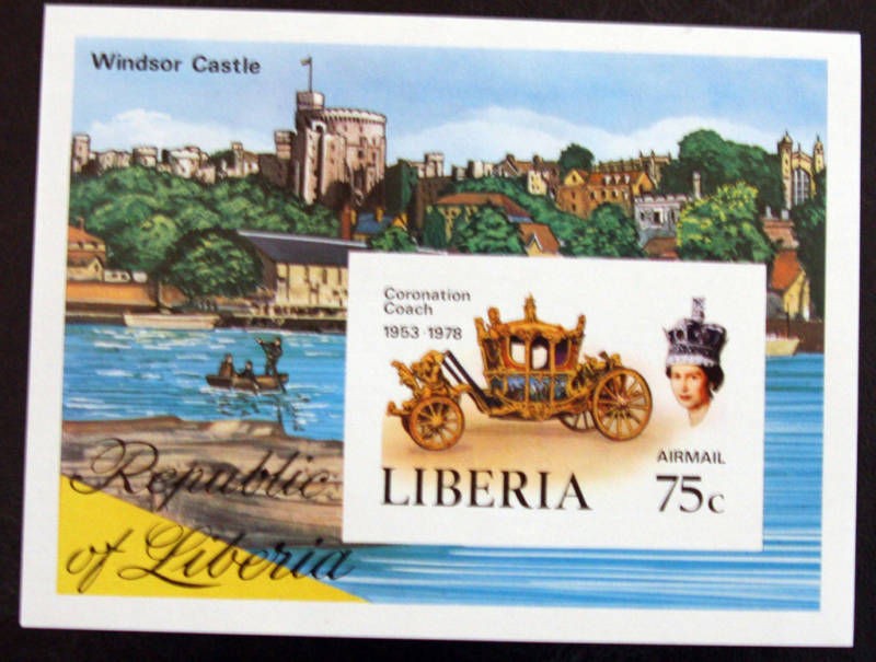 liberia sc221 coronation coach of queen eliz ii imperf time