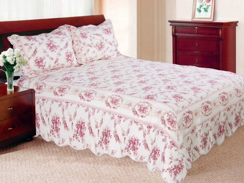 shabby chic vintage rose quilt set 