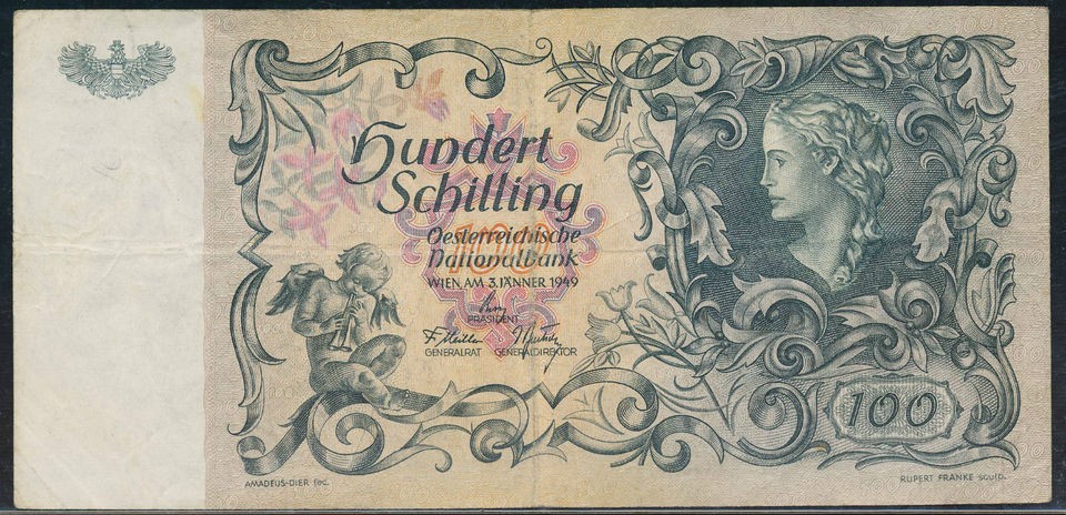 austria 100 schilling 1949 p 131 from germany time left