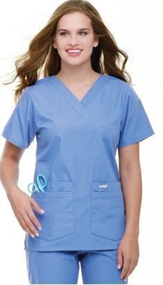 NEW Landau 8219 CEIL BLUE Womens V Neck Tunic Scrub Top XS 5XL 