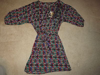   NWT Womens small 4/6 Miss Tina Knowles tribal geo print belted dress