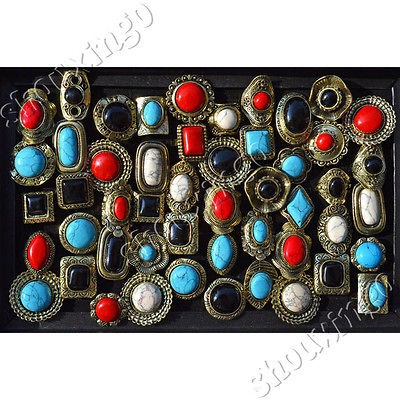 wholesale lots 10pcs mix tibet silver P vintage european turquoise 