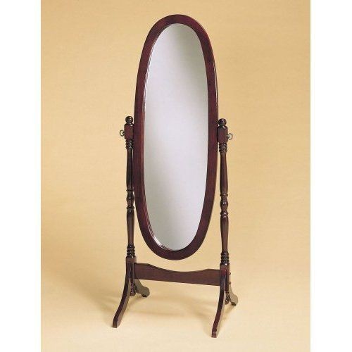 Traditional Style Wood Cheval Floor Mirror, in Cherry finish