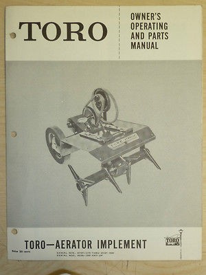 TORO AERATOR OWNERS, OPERATING AND PARTS MANUAL IMPLEMENT