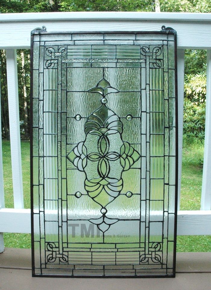 20 x 34 Large Tiffany Style stained glass beveled clear window panel