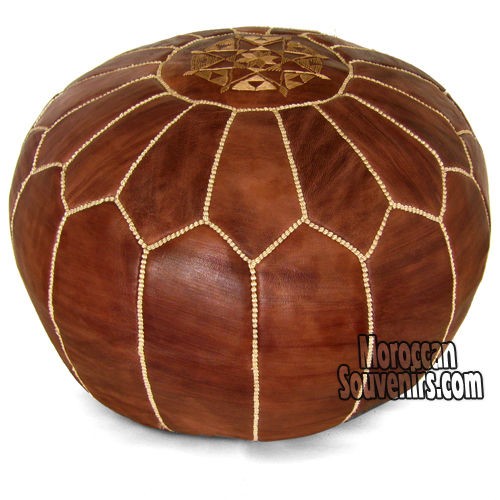 STUFFED Moroccan Leather Pouf, Poufs, Pouffes, Ottomans, many colors 