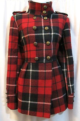 RIVER ISLAND TARTAN MILITARY COAT VINTAGE VICTORIAN RUSSIAN SKATER 