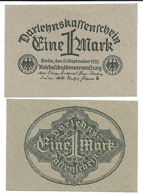 1922 germany weimar 1 mark note p 61a ef au