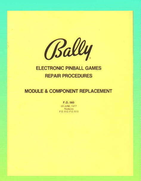 Bally Electronic Pin Games Repair Procedures ORIGINAL