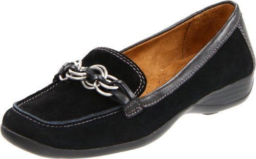 NATURALIZER BLACK SUEDE LEATHER LOAFERS (CARLENE)