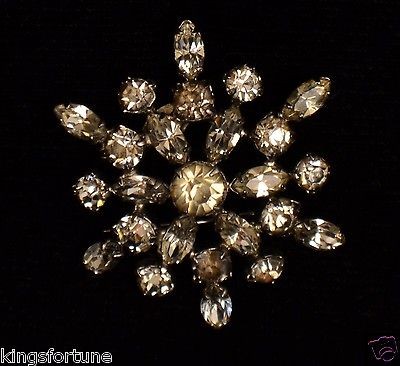   Sterling Kramer Rhinestone Snowflake Christmas Brooch/Pin   MARKED