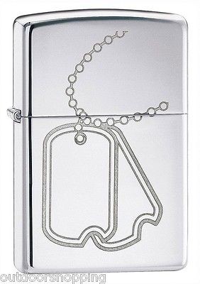   CHROME DOG TAGS DESIGN AUTHENTIC ZIPPO   Engraved Refillable Lighter