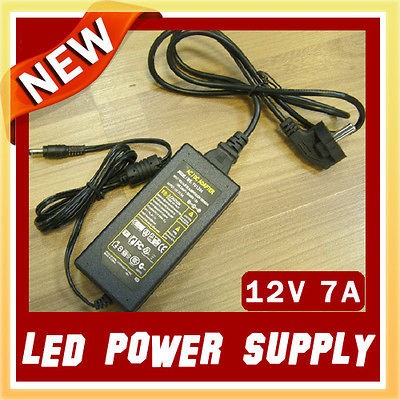 Led Power Supply Adapter 12V 7A for 5050/3528 Led Strip or LCD Monitor 