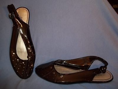 nine west smoke black plastic slingback flat shoes 7m