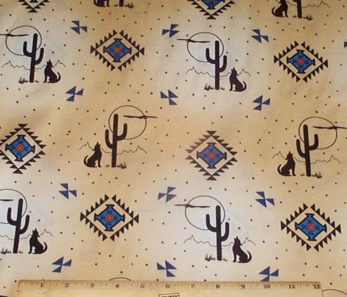 Southwest NA Desert Song Fabric yds Quilting Cotton Coyote Cactus