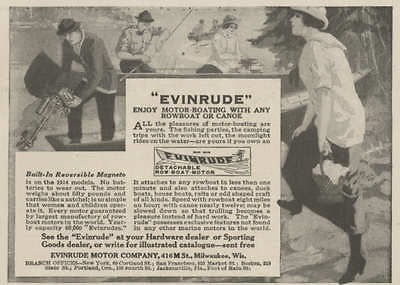 Evinrude Boat Motors Enjoy motor boating w/ rowboat or canoe 1914 