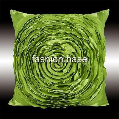 rare lime green silk 3d raised rose cushion covers