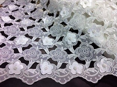 white organza pearl cutwork bridal lace 48 by the yard