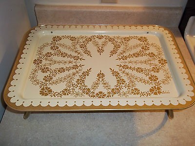 Vintage 1960s LAVADA METAL TV LAP TRAY tin serving 60s retro mod Gold 