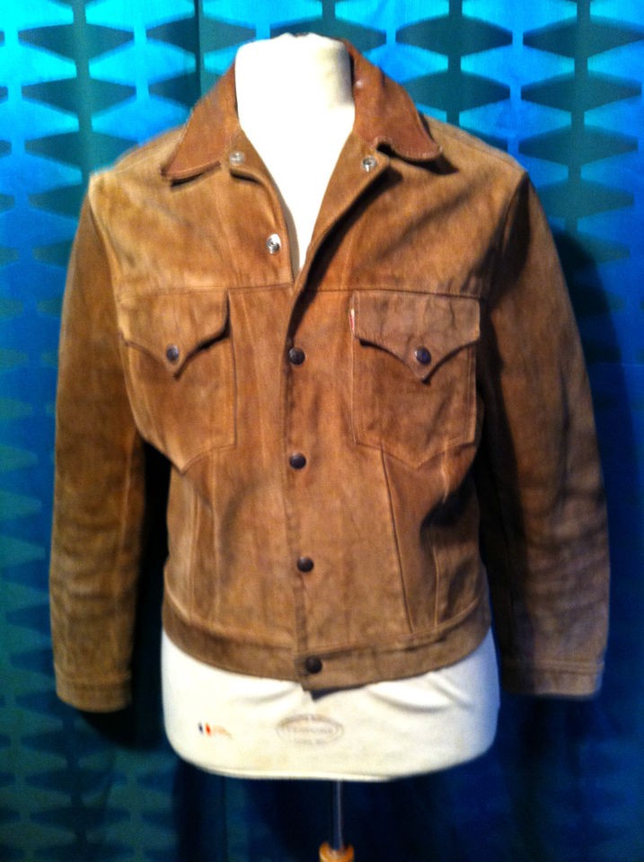 LEVI`S STRAUSS SHORTHORN 1960`S COWHIDE LEATHER BIG E WESTERN JACKET 