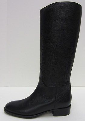   AUTH MAXMARA Pull On Linfa Boots Sz 41 Black Leather Max Mara 80631MM