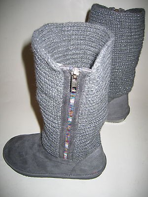 GREY SUEDE BOTTOMS BOOTS SIZES 5 6 7 8 9 METALLIC THREADS GLITTER 2 