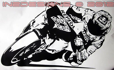 Casey Stoner Wall Repsol Art Decal MOTO GP LARGE NEW KNEE DOWN DESIGN