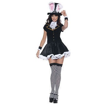 MAD HATTER WHITE RABBIT wonderland tea party womens goth halloween 