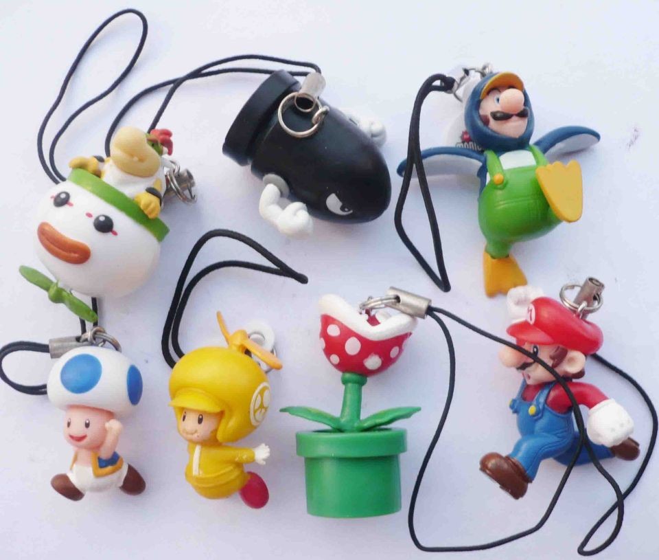 lot of 7 Super Mario Bros Mario pendant Figures 1 2 ,rare