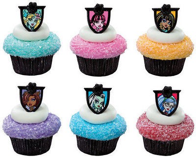 MONSTER High (12) Clawdeen Draculaura Cupcake RINGS Toppers Cake Pop 
