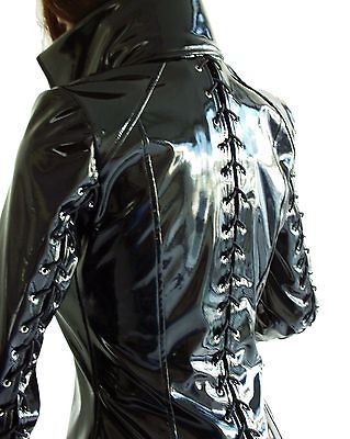 Steampunk Coat PVC Leather LARP Domina Vampire S to 3XL (EU) = apprx 