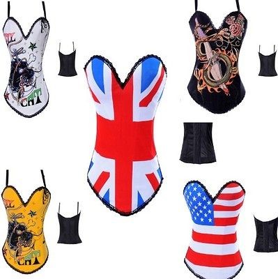 Hook up g string animal flag printed v neck corset gorgeous womens 