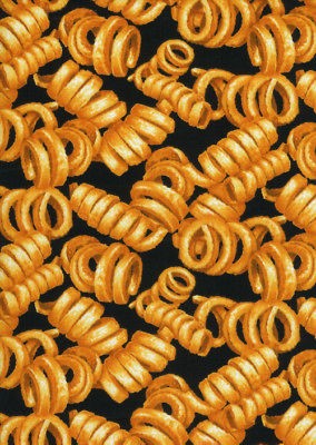   Cotton Fabric   Timeless Treasures Munchies Snack Curly Fries SALE