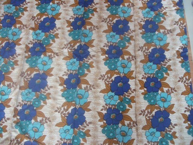 vintage 1960 s 1970 s blue flower power curtains a87