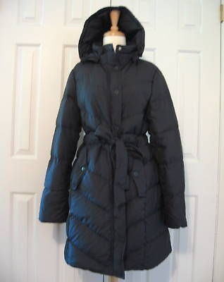 235j crew long belted puffer coat c dark slate s xl